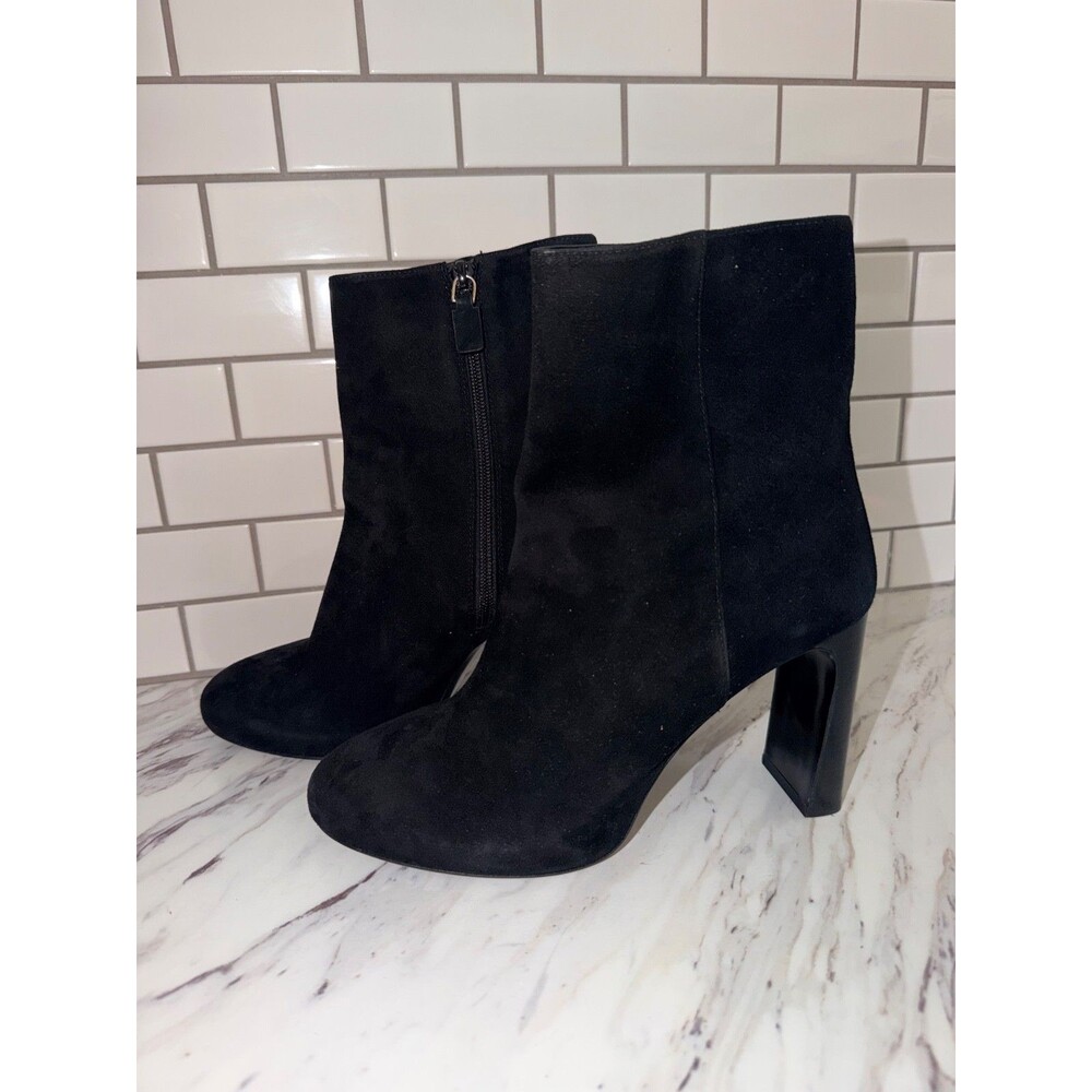 NWOB Stuart Weitzman Babette Platform Zip Bootie Black Suede size 9 EU39.5